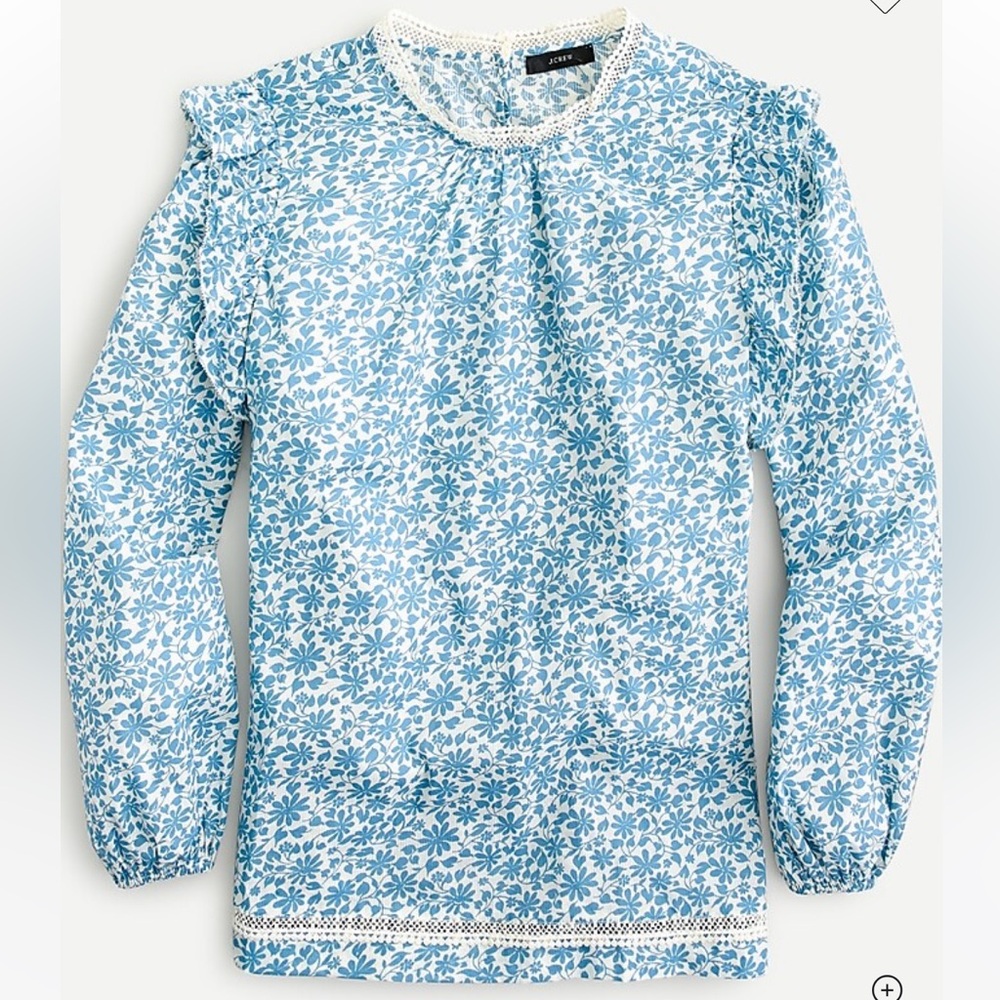 J Crew Flutter-sleeve shirt in shadow stripe floral Size S EUC